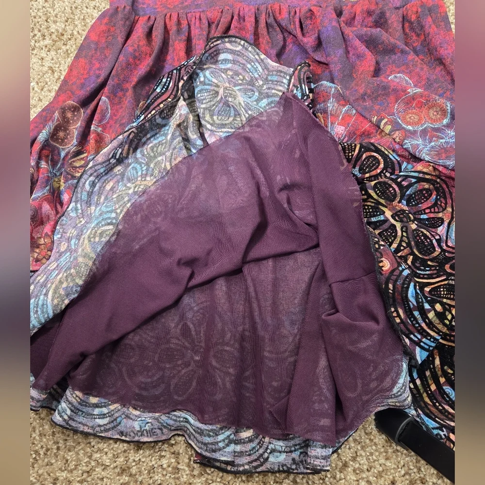 Desigual Rainbow Y2k Fun Colorful Bubble Skirt Pull On Lined Velvet Artsy Small - Picture 7 of 9